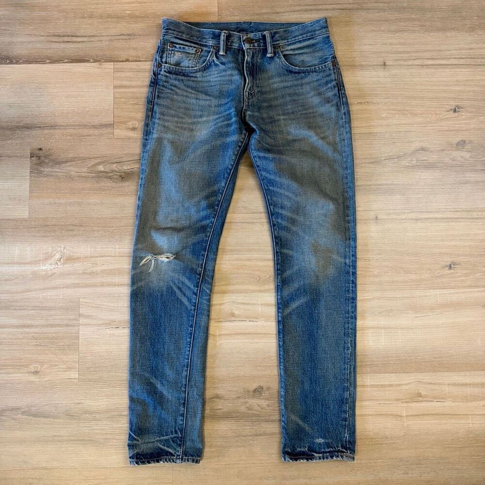 Ralph Lauren RRL Double RL Denim Blue Jeans Skinny Size 28x30 Designer Luxury